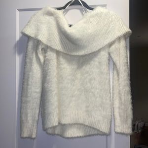 kenzie cream furry off the shoulder sweater